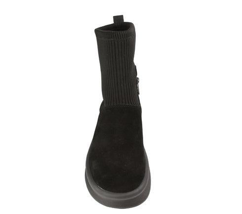 Ghete sport, dama, PASS COLLECTION, Z870008A, negru, piele intoarsa